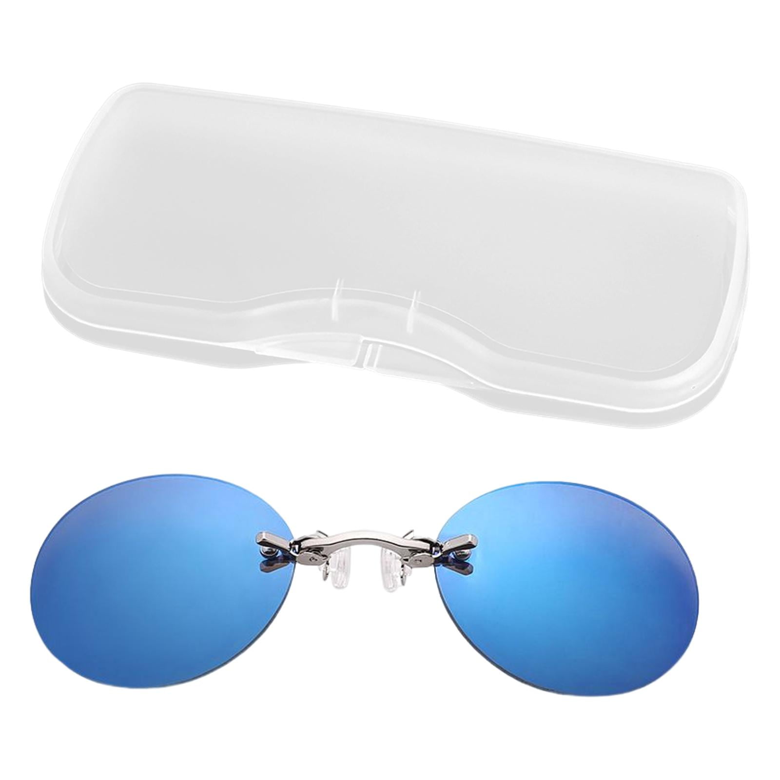 Clip On Nose Sunglasses Rimless with Carry Case Driving Glasses