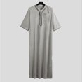 thumbnail image 4 of XDZJLR Mens T Shirts Casual Loose Muslim Arab Dubai Robe Middle Sleeve Button Retro Tee, 4 of 4