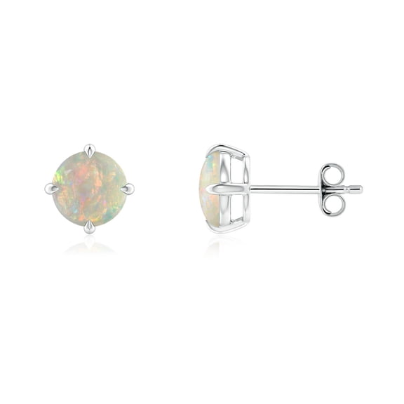 ANGARA Natural Basket-Set Round 1 ct Opal Stud Earrings in 925 Sterling Silver for Women (Size-6mm) | October Birthstone, Birthday, Anniversary, Jewelry Gift for Women | Natural Opal Earrings