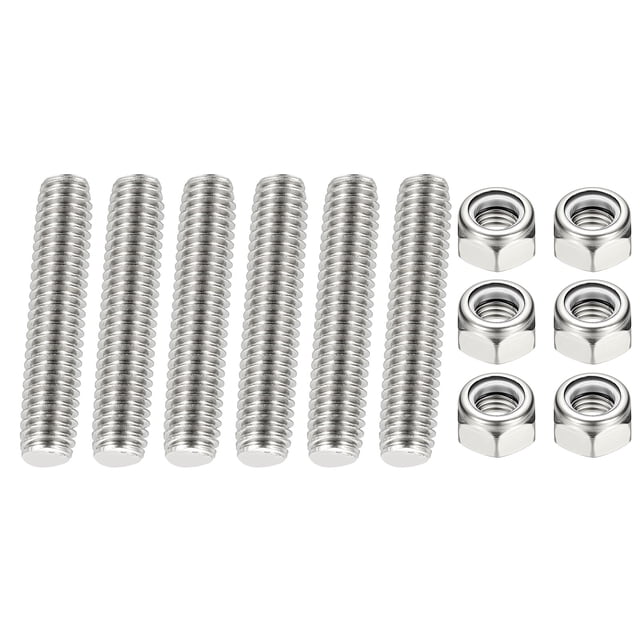Uxcell UNC Fully Threaded Rod Length Right Hand Thread with Nuts for Various Applications 5/16"-18 x 1.57" 6