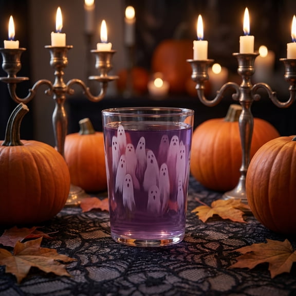 Halloween Ghost Glass Cups Set, Cute Frosted Ghost Drinking Glasses, Spooky Fall Water Tumbler Cups for Juice, Iced Coffee, Beer, Halloween Party Decorations