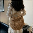 thumbnail image 6 of Kukuzhu Round Straw Bag for Women Large Summer Beach Tote Handbag Handwoven Straw Crossbody Bag Woven Handle Shoulder Bag, 6 of 7