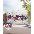 thumbnail image 6 of Pack of 2 Outdoor Pillow Covers, Independence Day American Flag Butterfly Retro Linen Waterproof Square Throw Pillowcase Cushion Decorative Pillow Covers for Couch Patio Tent, 18x18 in, 6 of 6