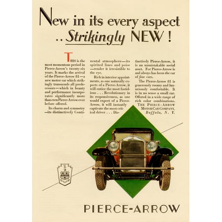 Unknown Buffalo - Magazine advertisment for the Pierce-Arrow motor car company of Buffalo NY Poster Print by Unknown