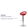 thumbnail image 4 of BizChair Contemporary Red Plastic Adjustable Height Barstool with Rounded Cutout Back and Chrome Base, 4 of 12