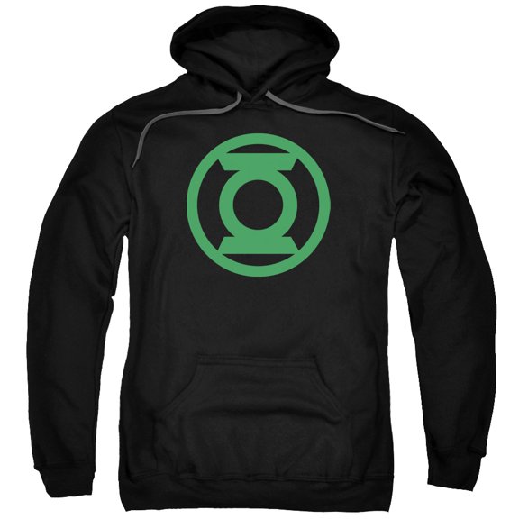 Green Lantern Green Emblem Adult Pullover Hoodie Sweatshirt Black