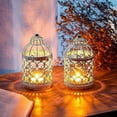 thumbnail image 3 of 2 Pcs Decorative Lanterns Candle Holder Hanging , Silver, 3 of 5