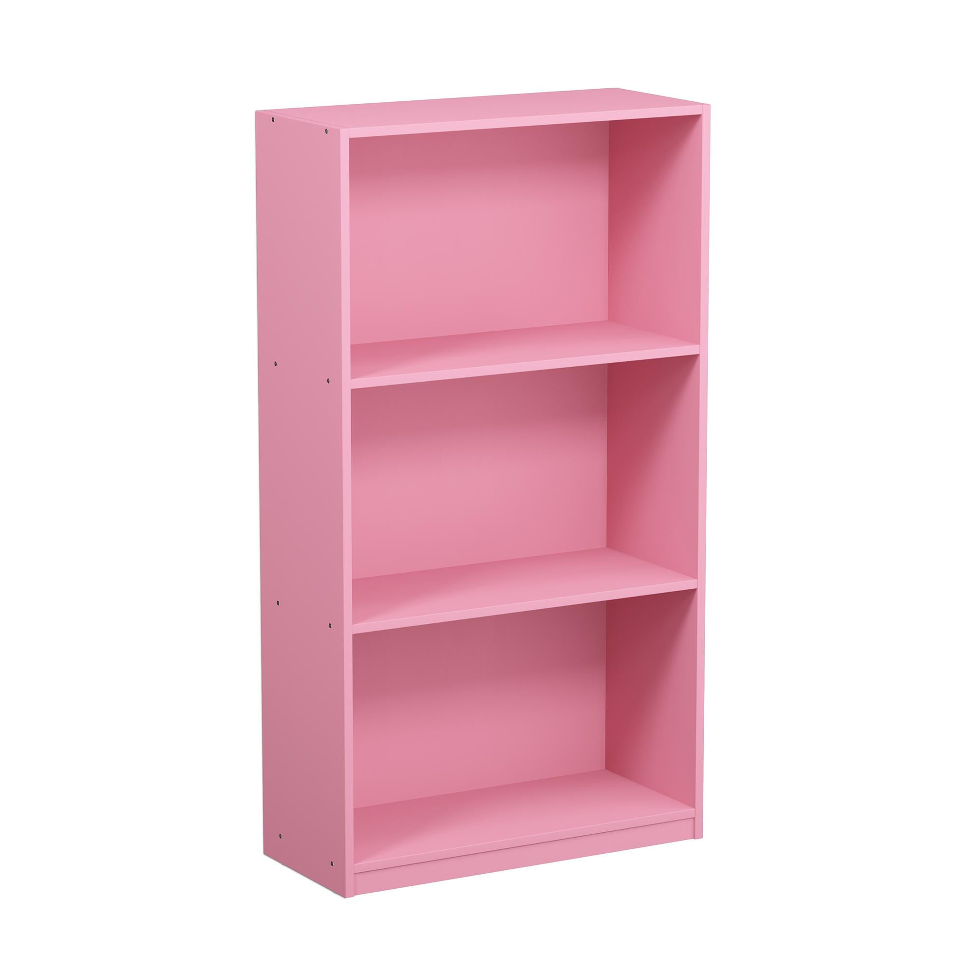 Furinno Basic 3Tier Bookcase Storage Shelves, Pink, 99736PI Walmart