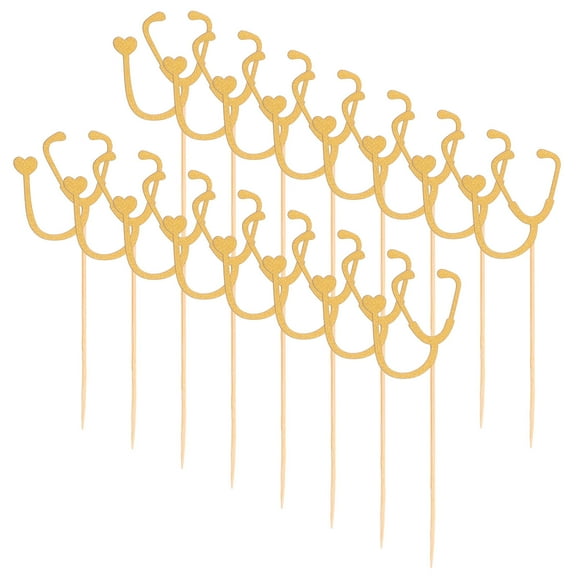 Worgeous Golden Stethoscope Topper for Cake and Cupcake Decor Party Decoration Pcs Paper Picks