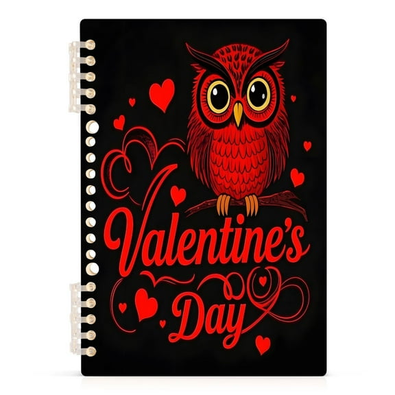 Valentine's Day Owl Notebooks 1-subject Journal 60 Sheets A5 College Ruled Paper Detachable Ring 8.3"x5.7"