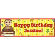 Angle View: Personalized Curious George Happy Birthday Banner