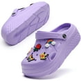 thumbnail image 4 of CERYTHRINA Gardener Platform Clogs Slippers Hight Heels Mules Clog Slip on Wedge Sandals Charm Purple Clogs Nurse Clogs, 4 of 5