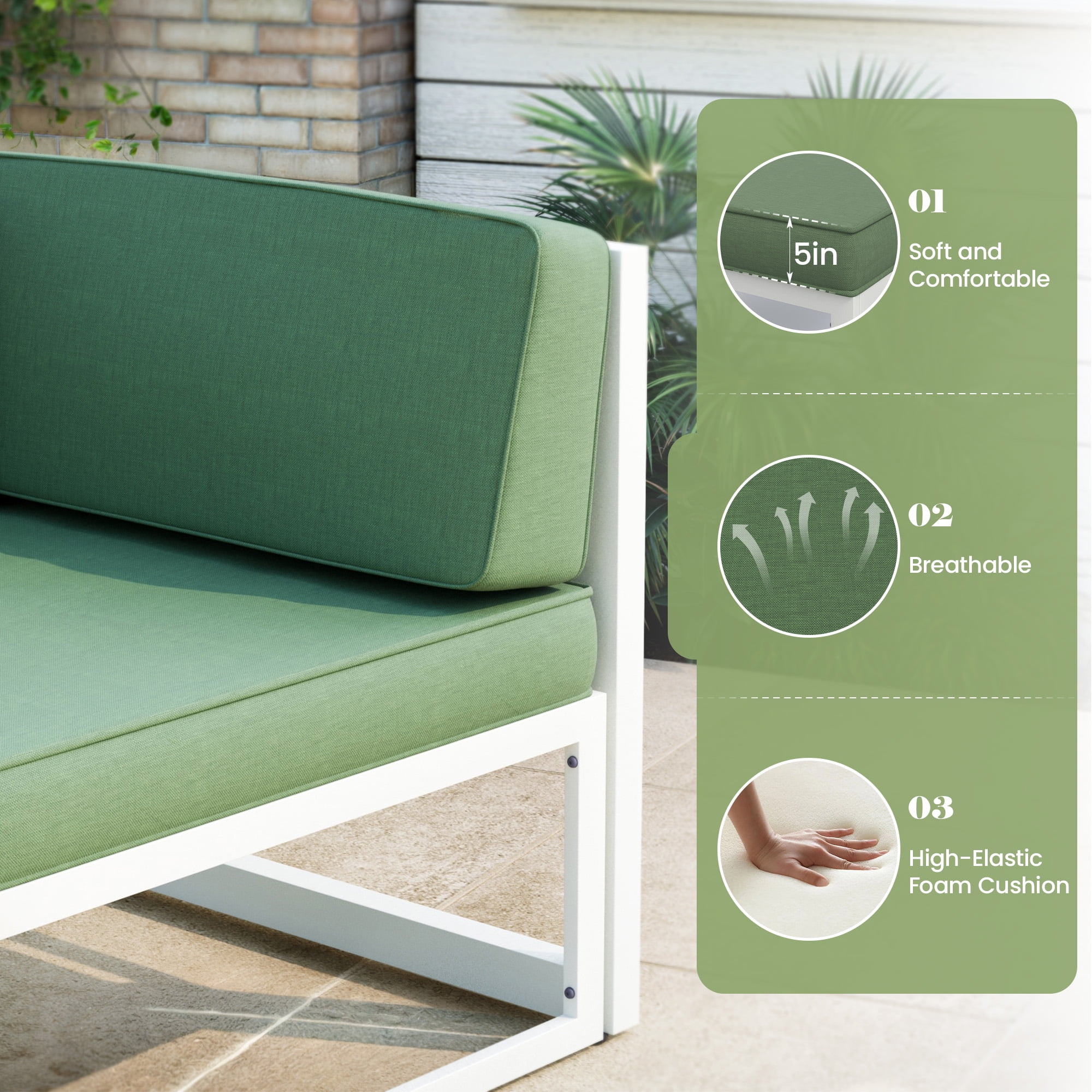ELPOSUN Aluminum Patio Furniture Set, Modular Oversized Outdoor Sectional of Olefin 5 inch Thick Cushion, Coffee Table and Waterproof Cover, Patio Conversation Sets for Porch, Deck
