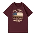 thumbnail image 4 of Dwralegc USA Short Sleeve T Shirt Women USA Short Sleeve Tops American Flag Print Patriotic Apparel Plus Size T-Shirt Crewneck Casual Printed T Shirt Wine L, 4 of 5