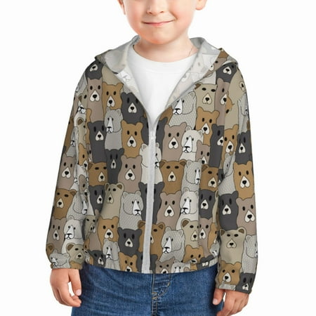 

Lukts Cartoon Bear Print Children s Long-Sleeved Sun Protection Clothing Hooded Sweatshirts for Boys and Girls Outdoor Sports-4 Years