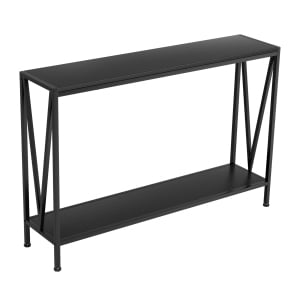 Acekid 43 Inch 2-Tier Narrow Console Table, Sofa Side Table with V Design, Space Saving for Entryway, Hallway, Living Room, Black