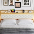thumbnail image 5 of YUSAZENS King Size Bed Frame with RGB LED and Charging Station Headboard, Beige Upholstered Platform Bed Frame King with 2 Storage Drawers, No Box Spring Needed, Heavy Duty, 5 of 8
