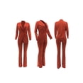 thumbnail image 5 of Seyurigaoka 2Pcs Women Office Slim Fit Suit, Plus Size Solid Color Blazer + Work Pants Set, 5 of 6