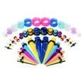 thumbnail image 4 of Ear Sheath-50 Pieces Ear Stretching Kit Acrylic Tapers and Plugs + Silicone Tunnels Ear Gauges Expander Set Body Piercing Jewelry, Pink Ear Expander for Ear Hole Expansion, Acrylicback to School, 4 of 9