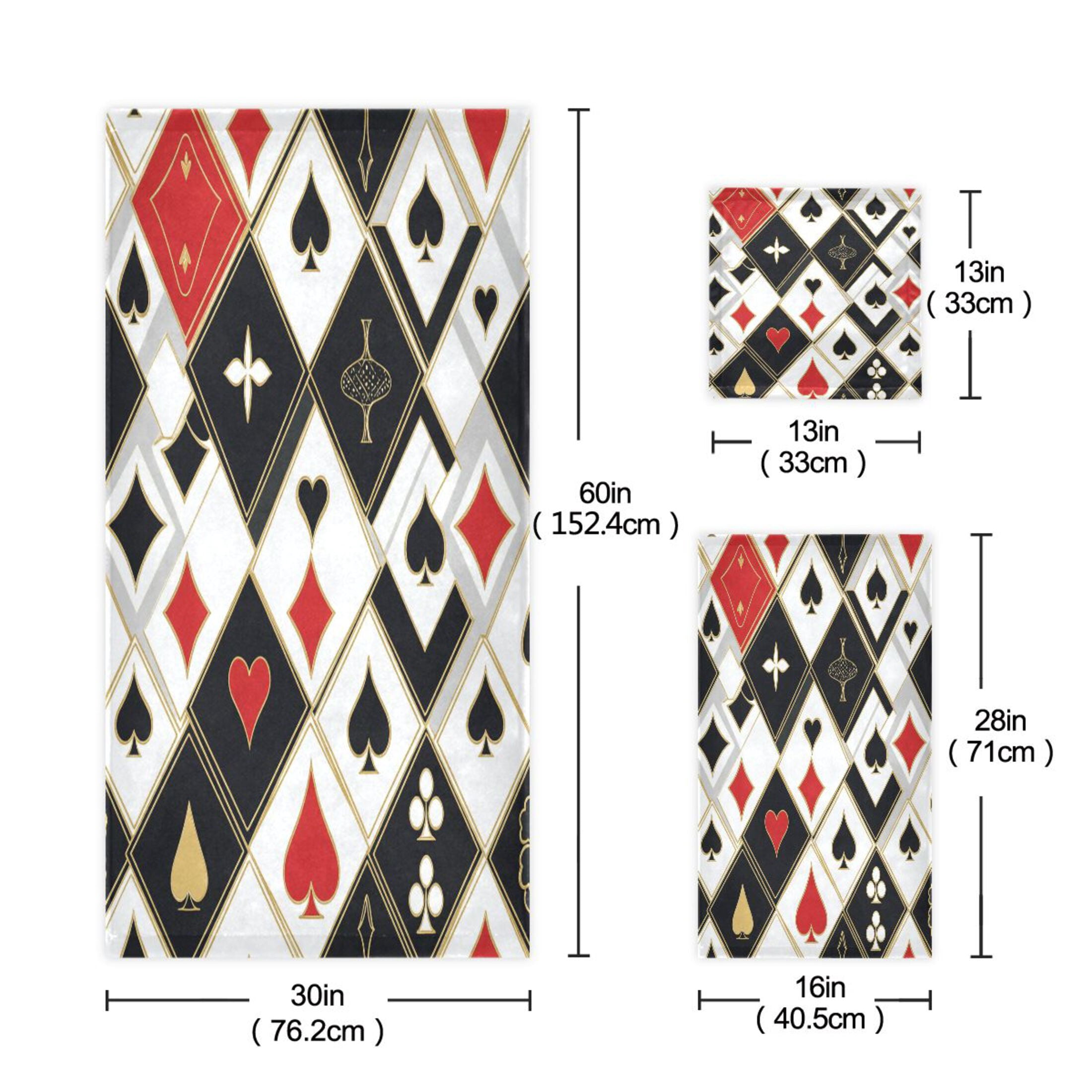 BZSMCE 3piece Bath Towel Sets Hand Bath Towels Fashion Cards Of Chance Printed Towel Sets