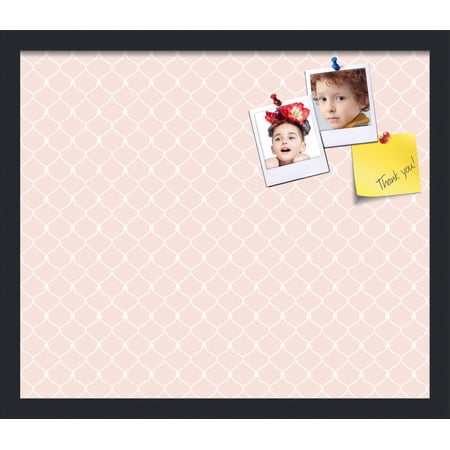 PinPix 20x17 Custom Cork Bulletin Board Baby Pink Chain Poster Board Has a Fabric Style Canvas Finish Framed in Baby Pink Chain by ArtToFrames (PinPix-575)