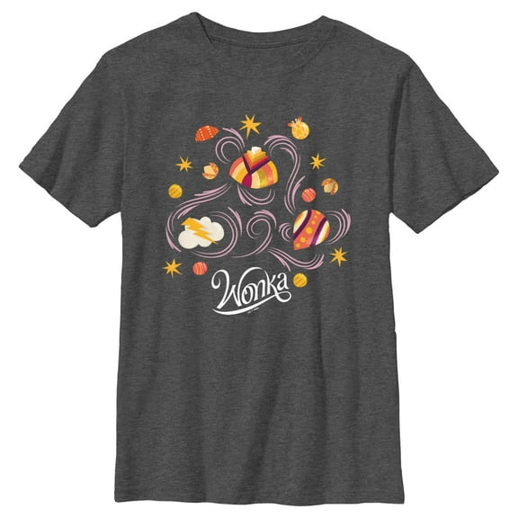 Boy's Wonka Chocolates Graphic Tee Charcoal Heather Medium