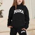 thumbnail image 2 of Gelikeya 2 Piece Sweatsuit Tracksuit Sets for Toddler Kids Boys Girls Mama Printed Hoodie Hooded Tops Pants Fall Winter Outfits (Black, 6-7 Years), 2 of 5