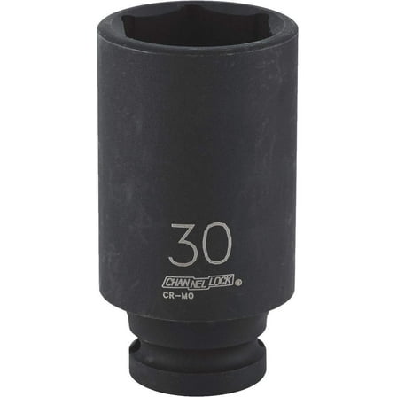 Channellock 1/2" Drive 30 mm 6-Point Deep Metric Impact Socket