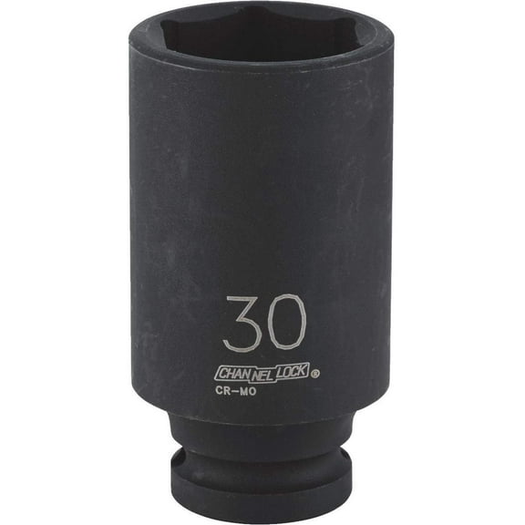Channellock 1/2" Drive 30 mm 6-Point Deep Metric Impact Socket