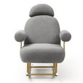 thumbnail image 2 of Sherpa Rocking Chair with Footstool, Rocking Armchair with Metal Base, Accent Upholstered Armchair with High Backrest and Armrest, Single Sofa with Metal Frame for Living Room, 2 of 5