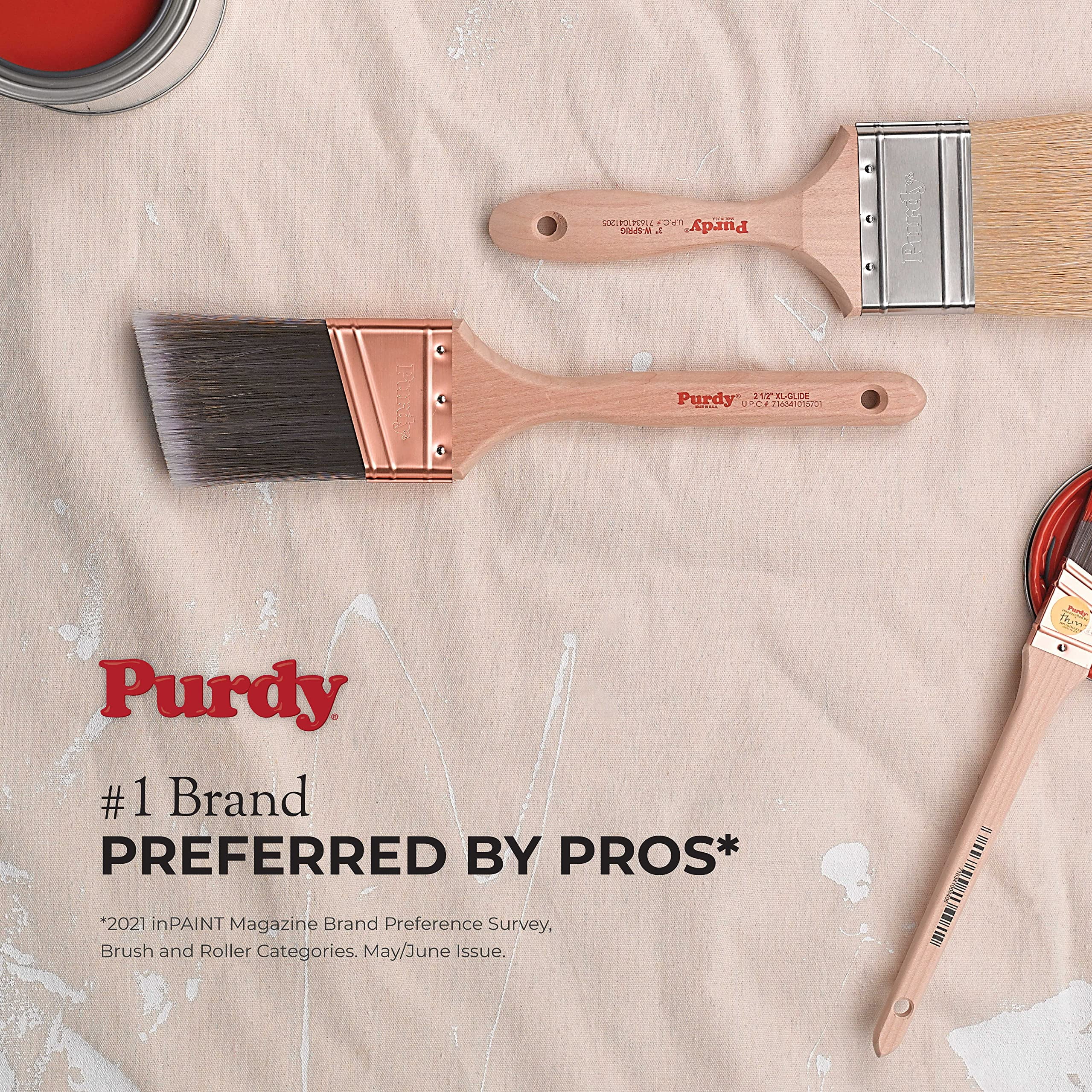 Brocha De Pintura Purdy Pro-Extra Glide De 2.5 Pulgadas - Cerdas De Nailon/Poliéster Chinex - Rígida Y Profesional