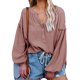 thumbnail image 1 of Worallymy - Blusa de manga larga para mujer con cuello en V y color sólido Worallymy JD735906130, 1 of 3