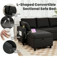 thumbnail image 7 of Danrelax Linen Fabric L Shaped Sofa with USB, Cup Holder and Hidden Storage Space, Black, 7 of 7