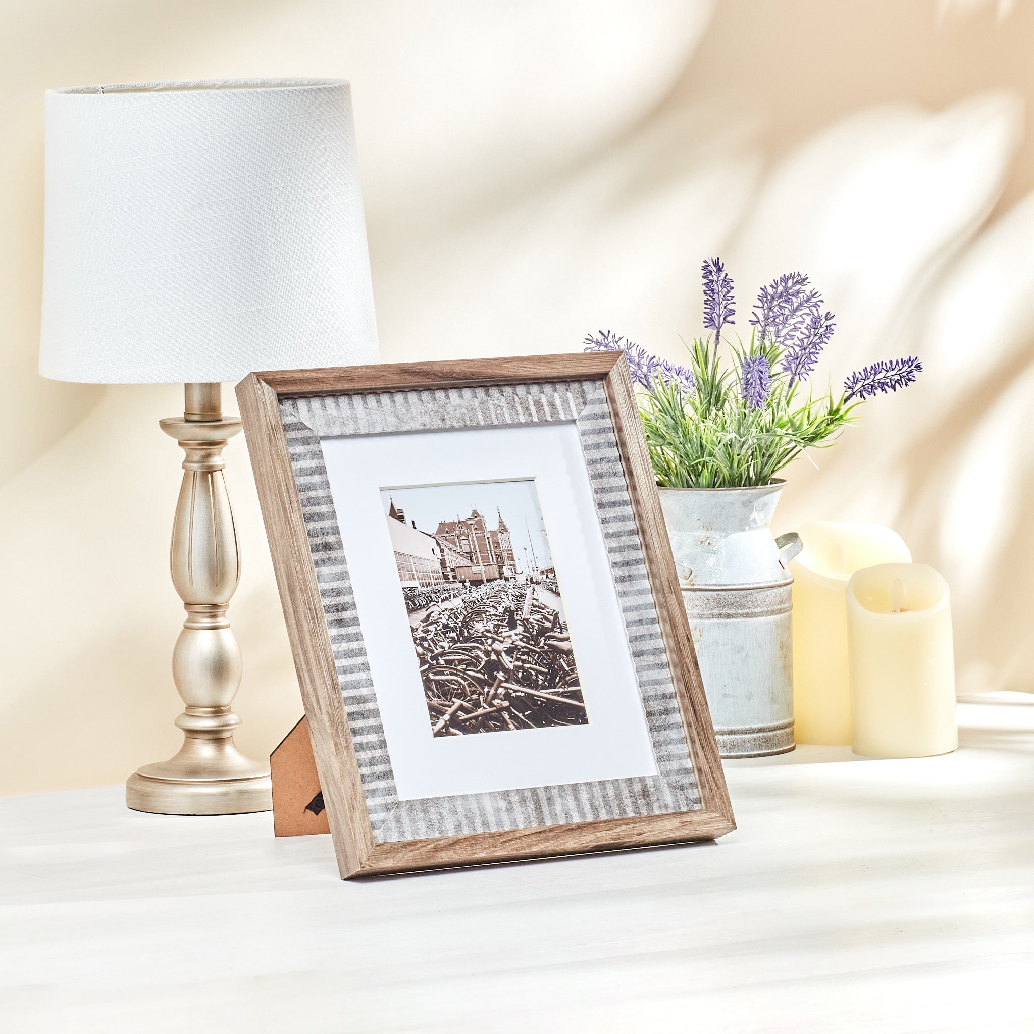 (2 pack) Mainstays 8 x 10 Rustic Farmhouse Picture Frame, Matted for 5 x 7 Photo