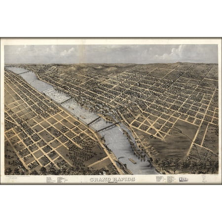 24"x36" Gallery Poster, map of Grand Rapids, Michigan 1868