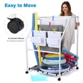 thumbnail image 4 of Yescom Free Standing Pool Side Pvc Towel Rack Holder Heavy Duty 7 Bar 4 Lockable Wheels for Outdoor Floats Dryer Clothes Laundry Storage Black Net, 4 of 9