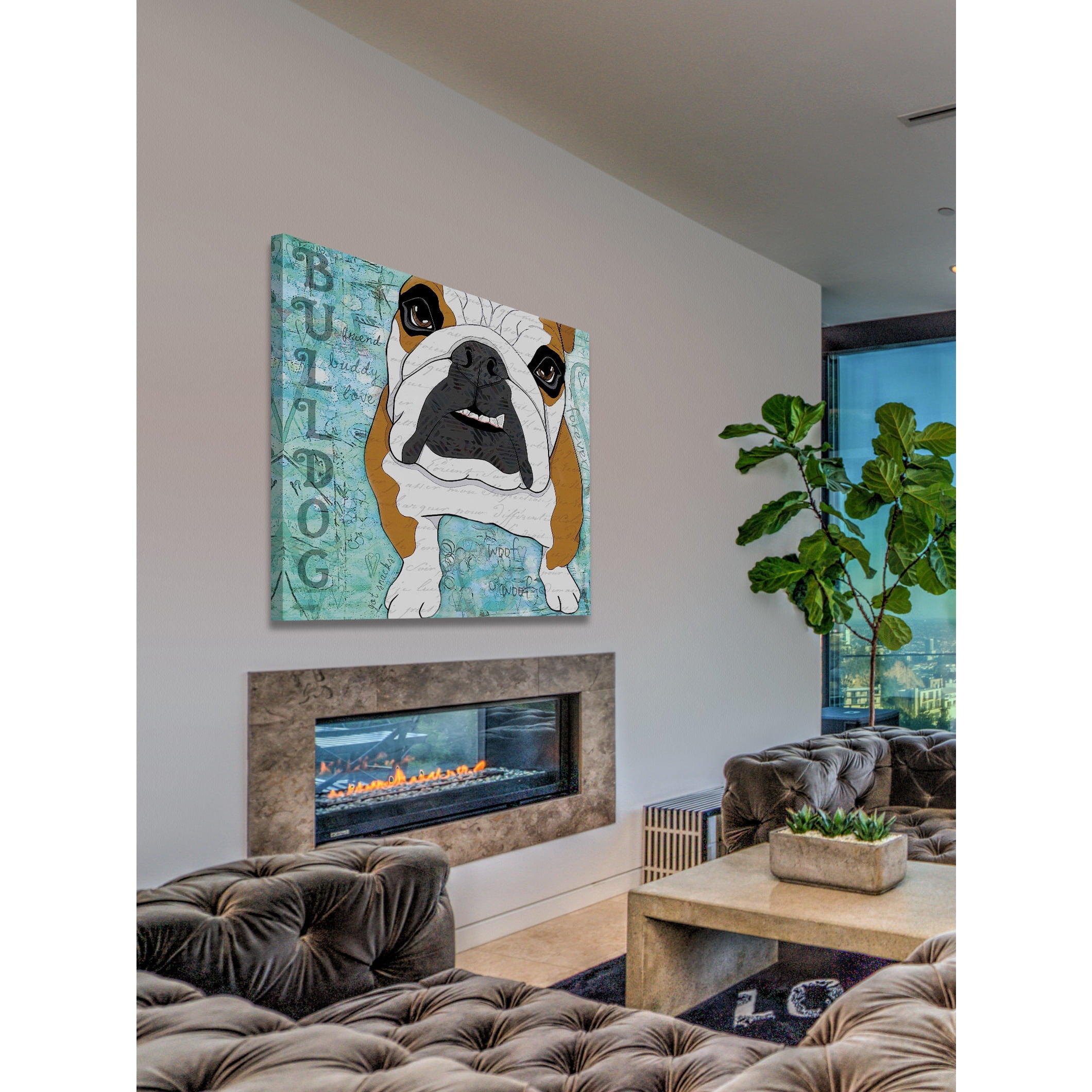 Marmont Hill "Pop Art Bulldog" by Stephanie Gerace Painting Print on Wrapped Canvas