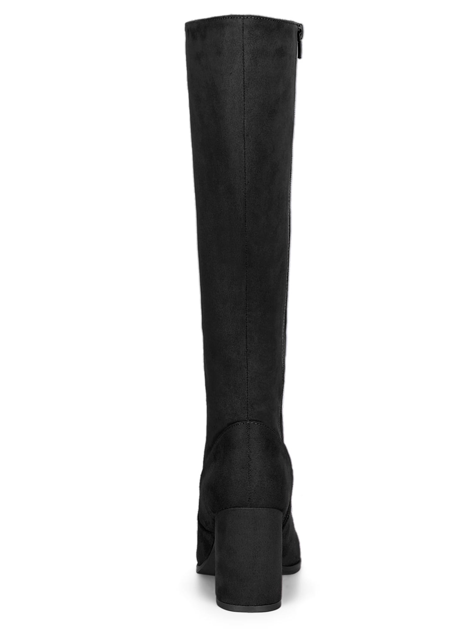 DARING DIVA Women's Stylish Side Zipper Chunky Heel Knee High Boots Black 8.5