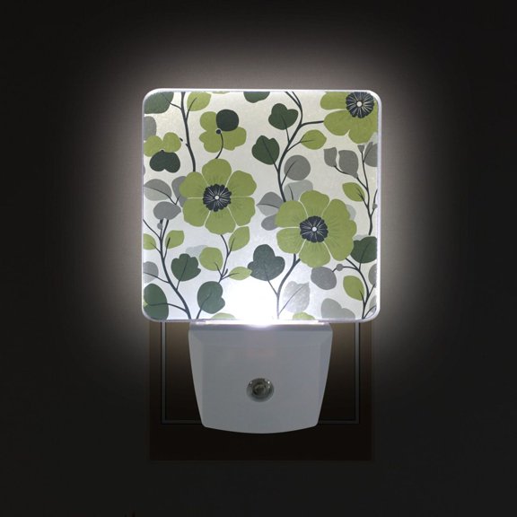 Yayeee LED Night Light for The Home Plug in With Light Sensors 2 Pack, Retro Flower Print