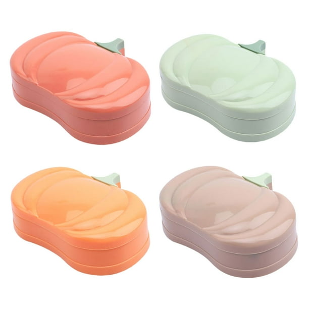 EeaseMX 4 jaboneras de baño con forma de calabaza y doble tapa.