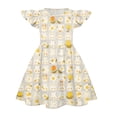 thumbnail image 3 of yuCgh Flutter Sleeve Princess Easter Dress for Girls, A-Line Summer T-Shirt Dress, Soft & Playful Casual Easter Dress for Kids,Beige 110, 3 of 4