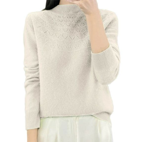 Womens Sweaters Fall Clothes Women's Oversized Pullover Sweater Soft Knit Long Sleeve Round Neck Casual Comfortable Tops Loose Fit Solid Color Basic Sweater for Fall Winter