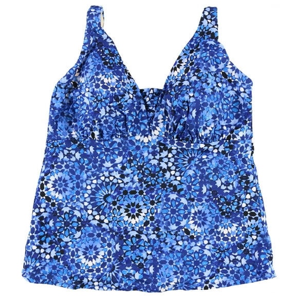 MiracleSuit Womens Printed Tankini Swim Top, Blue, 10