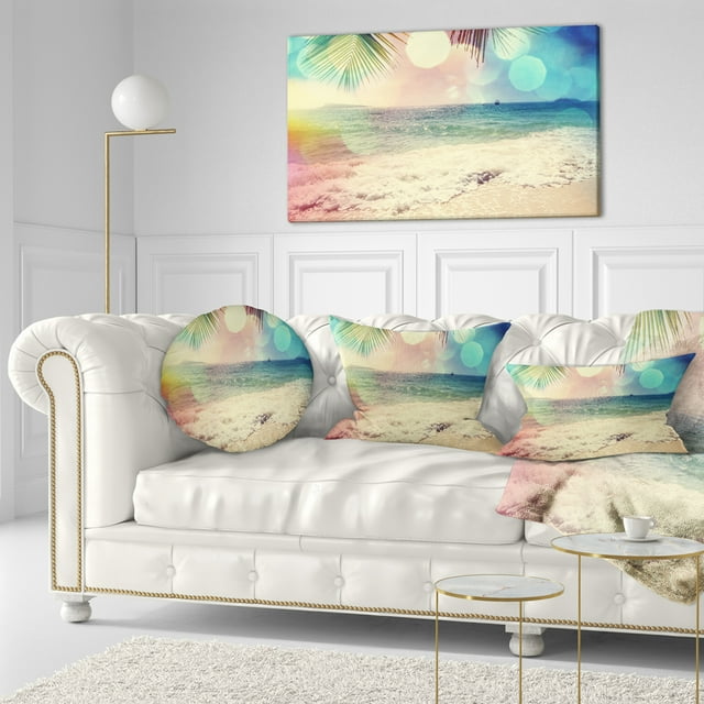 Plage Tropicale Colorée Sérénité - Grande Impression sur Toile de Bord de Mer