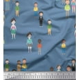 thumbnail image 2 of Soimoi Blue Modal Satin Fabric Human Group Printed Craft Fabric by the Yard 42 Inch Wide, 2 of 3