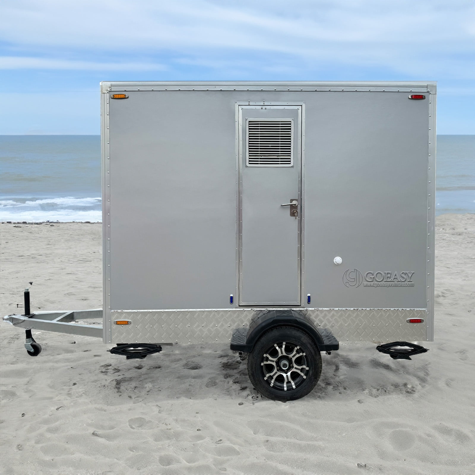 Goeay Vehicle Dual-Stall Portable Restroom Trailer Luxury Mobile Toilet with Sink for Weddings, Events, Construction Sites