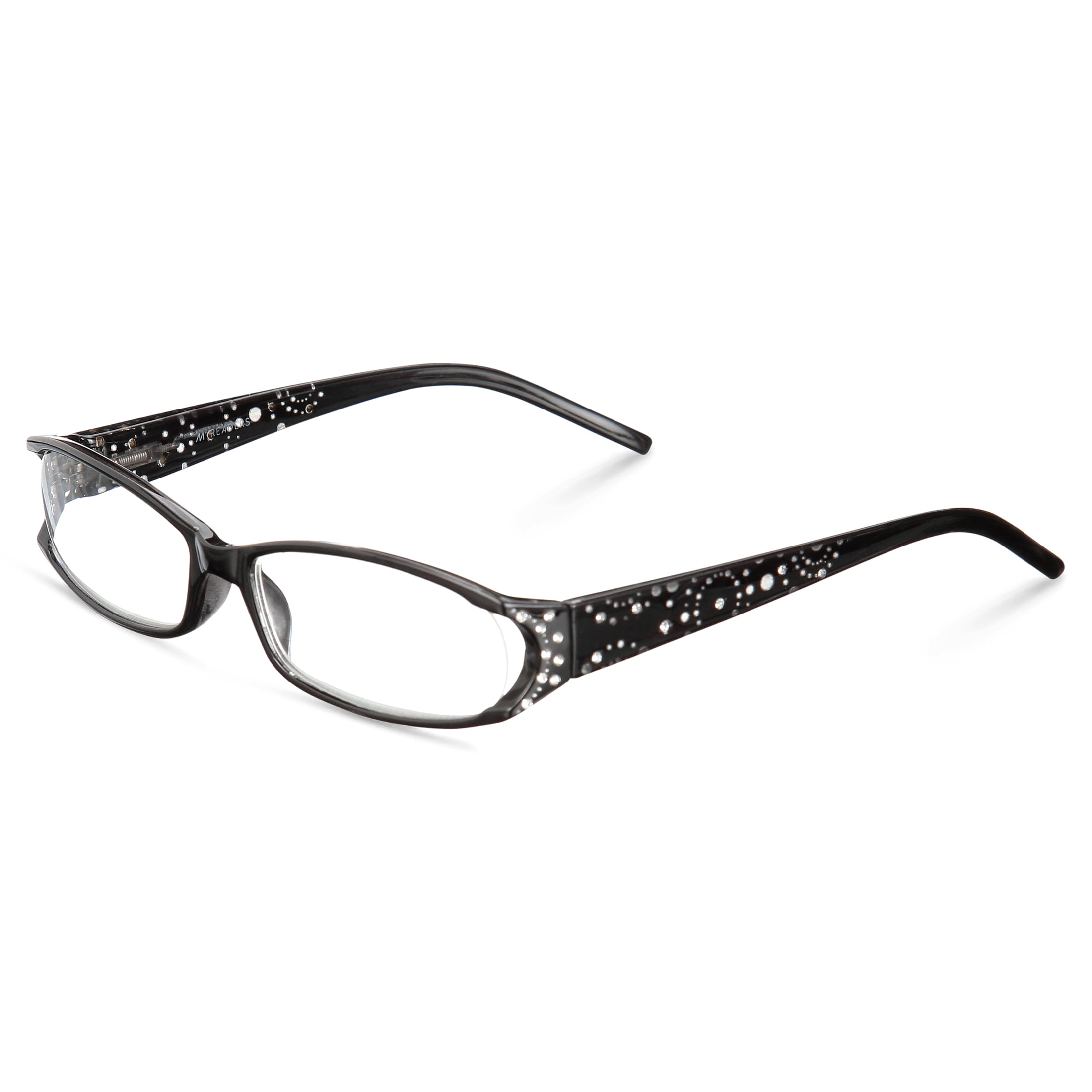 M Readers Eva Black +2.00 Reading Glasses with Case