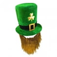 thumbnail image 3 of Segolike ' Leprechaun Top Hat with Brown Beard Shamrock Velvet Hat for Celebration Dress up Supplies Props Favors Hat Only, 3 of 8