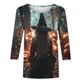 thumbnail image 5 of Neewe Fashion Print 3/4 Sleeve Shirts for Women Casual Fall Fashion Crewneck Tunic Tops Work Outfit Blouse, 5 of 5