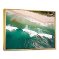 thumbnail image 2 of Designart "Aerial View Green Waves III" Coastal Framed Wall Art - Coastal Green Coastal Beach Entryway Framed Wall Art Print, 2 of 6